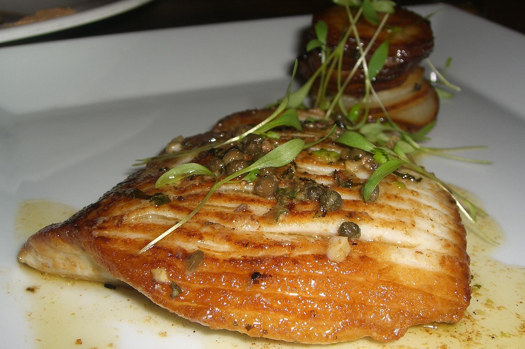 Grilled Skate with Pea Puree - Bistro Vue