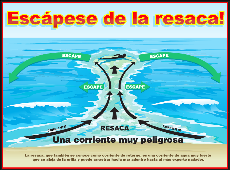 Para más información sobre las corrientes de resaca, visite nuestra página web de Cómo Protegerse de las Corrientes de Resaca. 