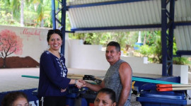 Ceremony to establish a new recycling program in Acajutla, El Salvador.