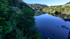 Low water flow during the spring in the Russian River.