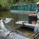 First field experiment set-up, where Megan timed hatchery and wild juvenile salmon swimming downstream through the enclosure with and without a plastic largemouth bass replica. Credit: Dave Fryxell